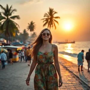 Russian escort walking in Mumbai Marine Drive